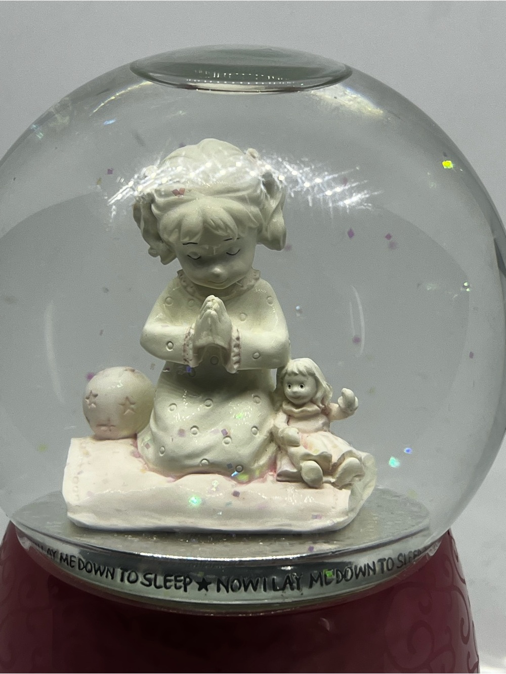 Prayer Girl Snow Globe Figurine Playing ‘The Lord is my Shepherd’